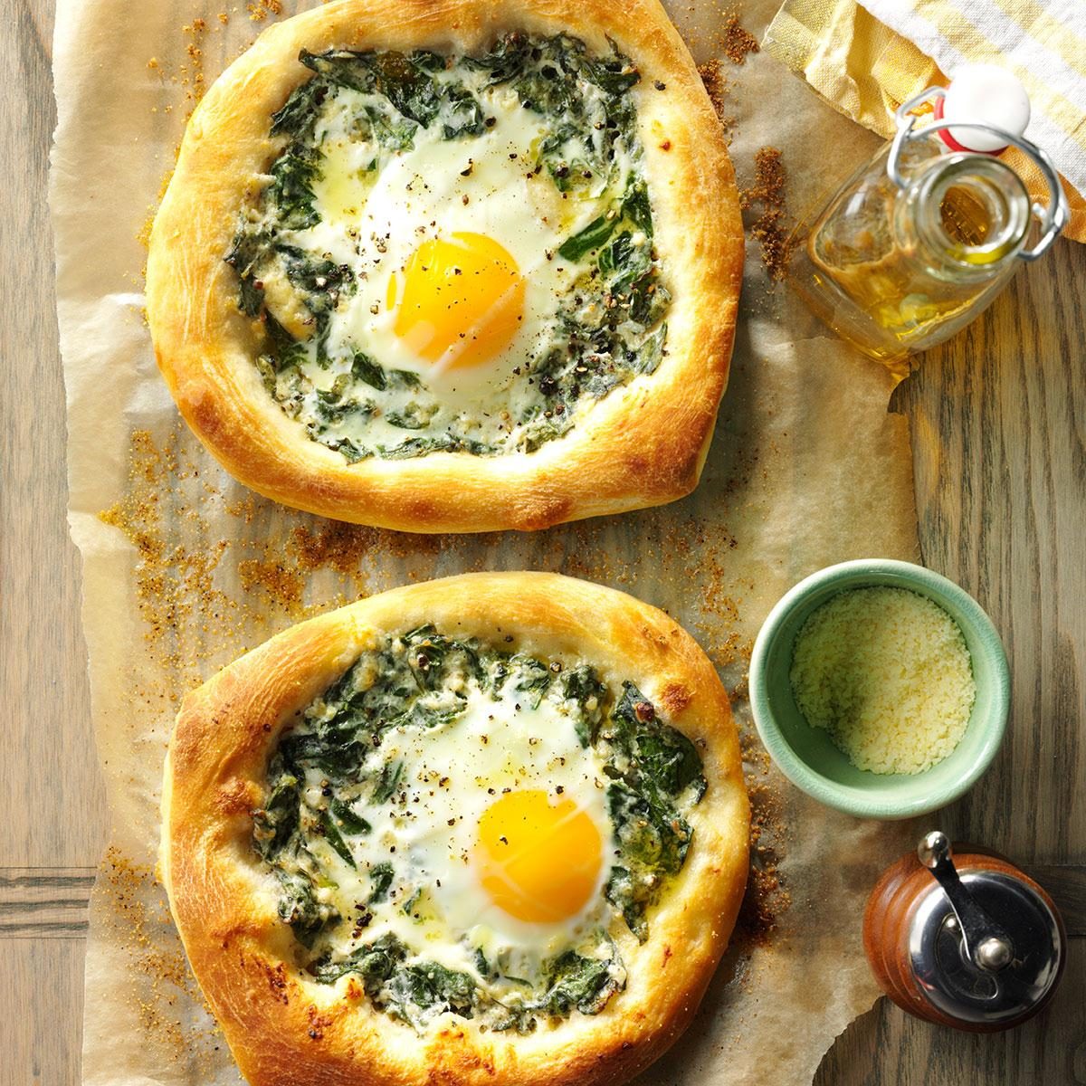 Spinach-Egg早餐披萨