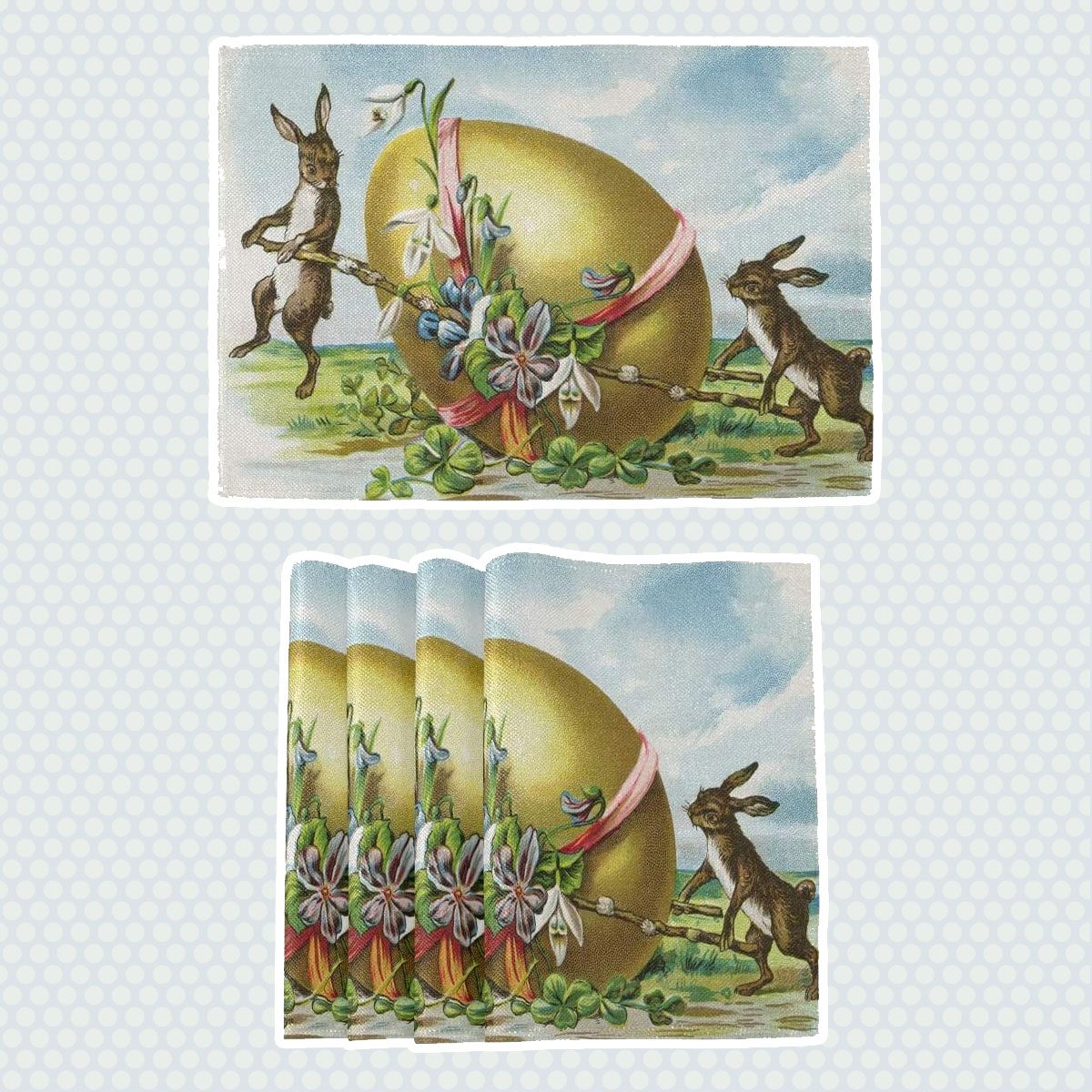 复古复活节装饰复活节兔子餐垫