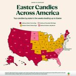 这张地图显示了你所在州最受欢迎的复活节糖果