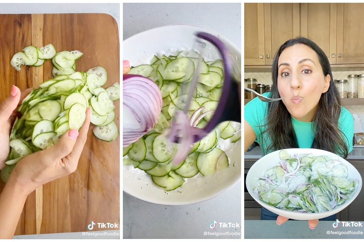 Yumna Juwad拼贴展示如何快速制作黄瓜沙拉