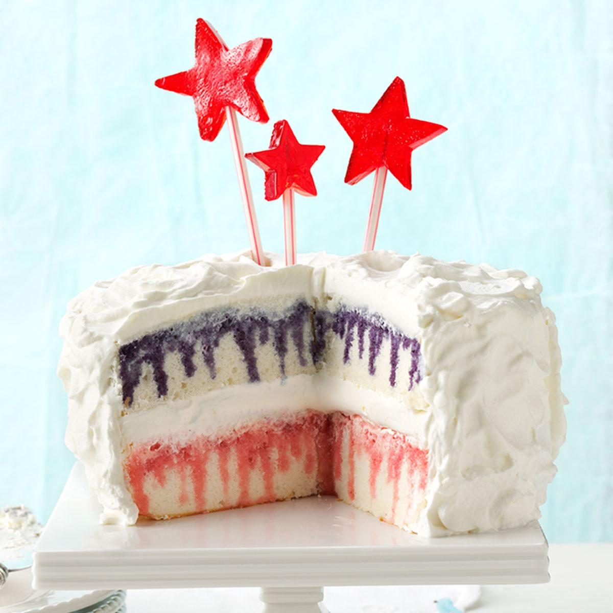 红白蓝莓戳蛋糕
