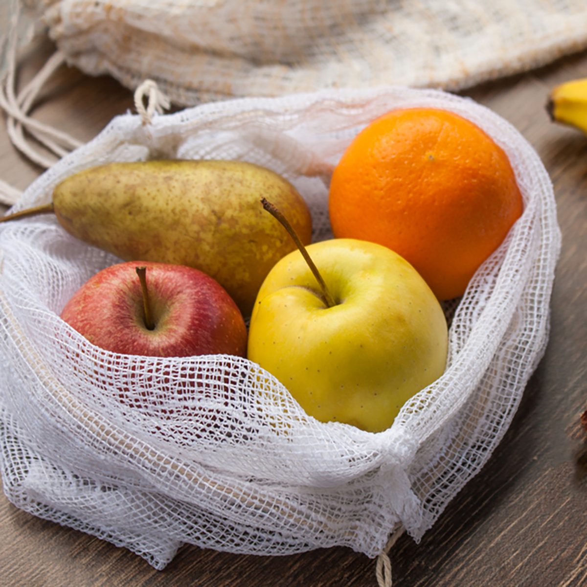 零废物，无塑料可回收纺织生产袋水果