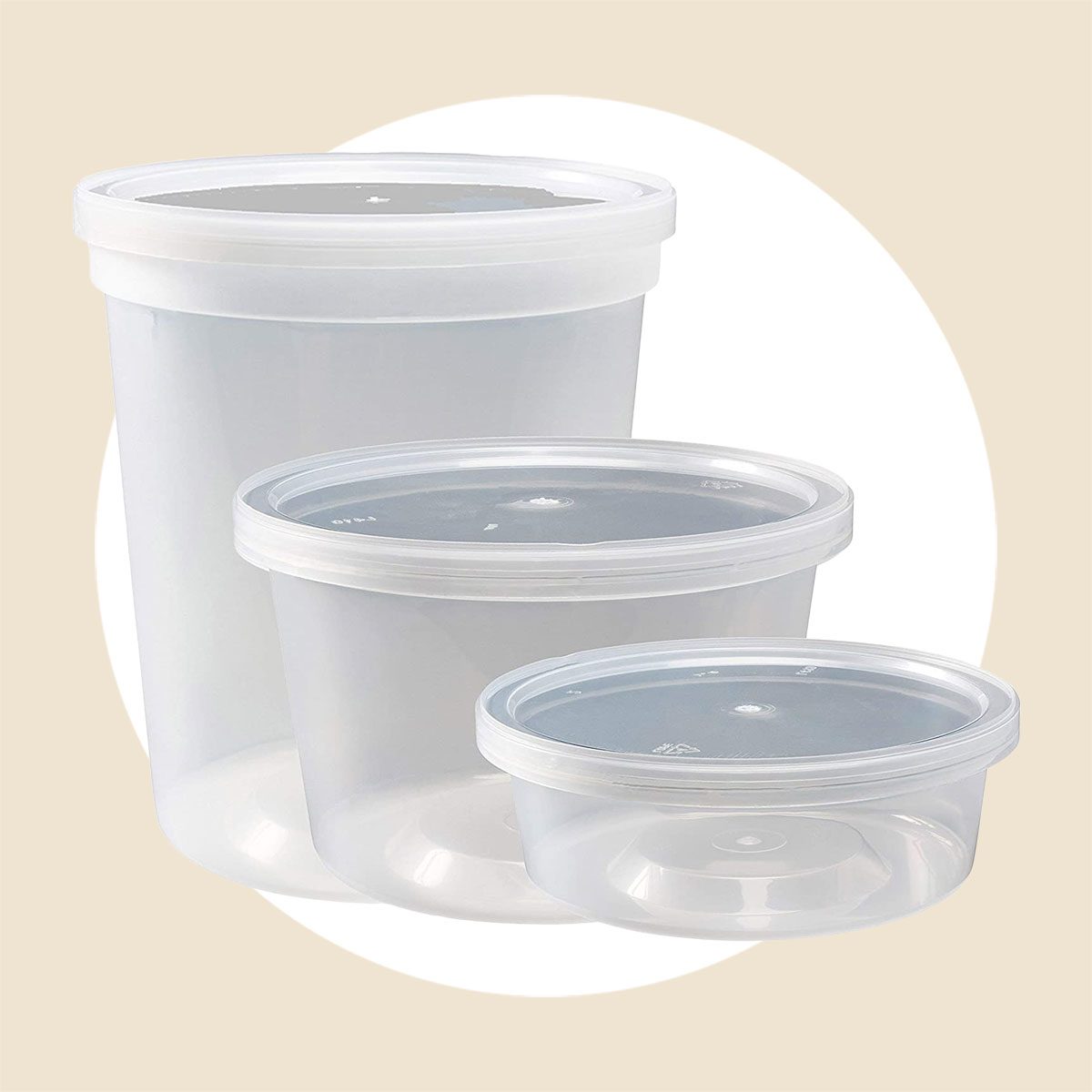 Durahome食品存储容器与盖子8盎司，16盎司，32盎司冷冻熟食杯组合包装