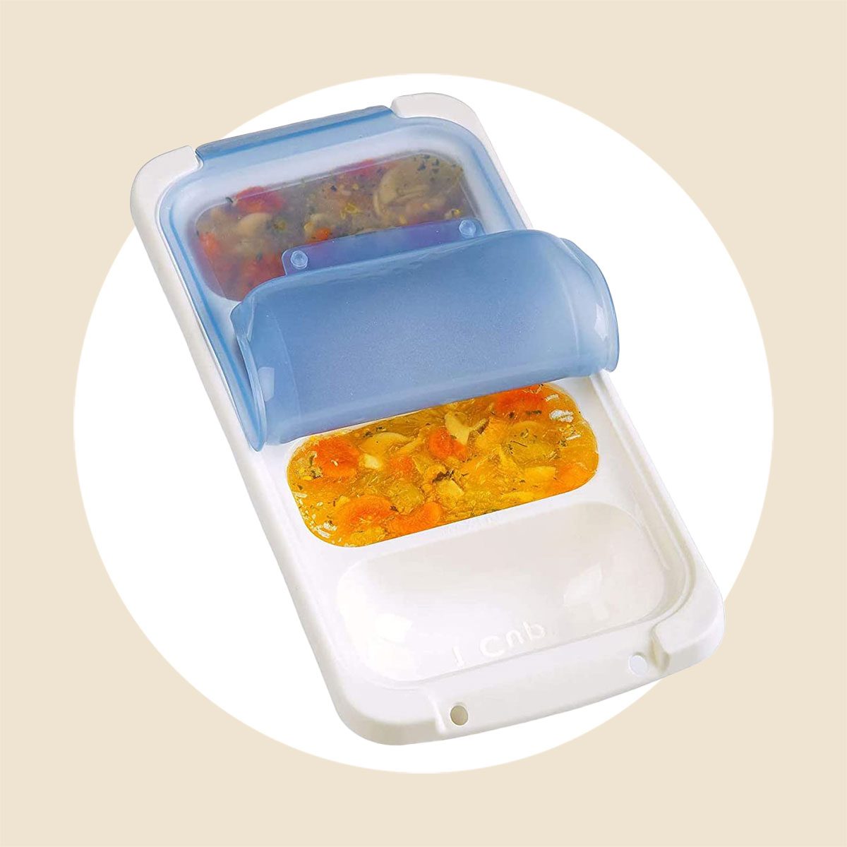 Prepworks Pks 725洗碗机安全1杯4服务剩余的汤和食物储存冷冻豆荚托盘